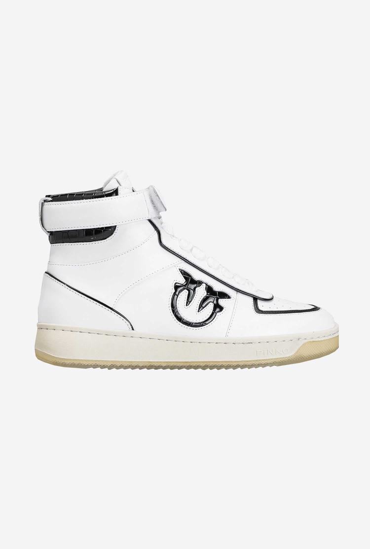 White/Black Women's Pinko High-top Sneakers | Ireland-84267039