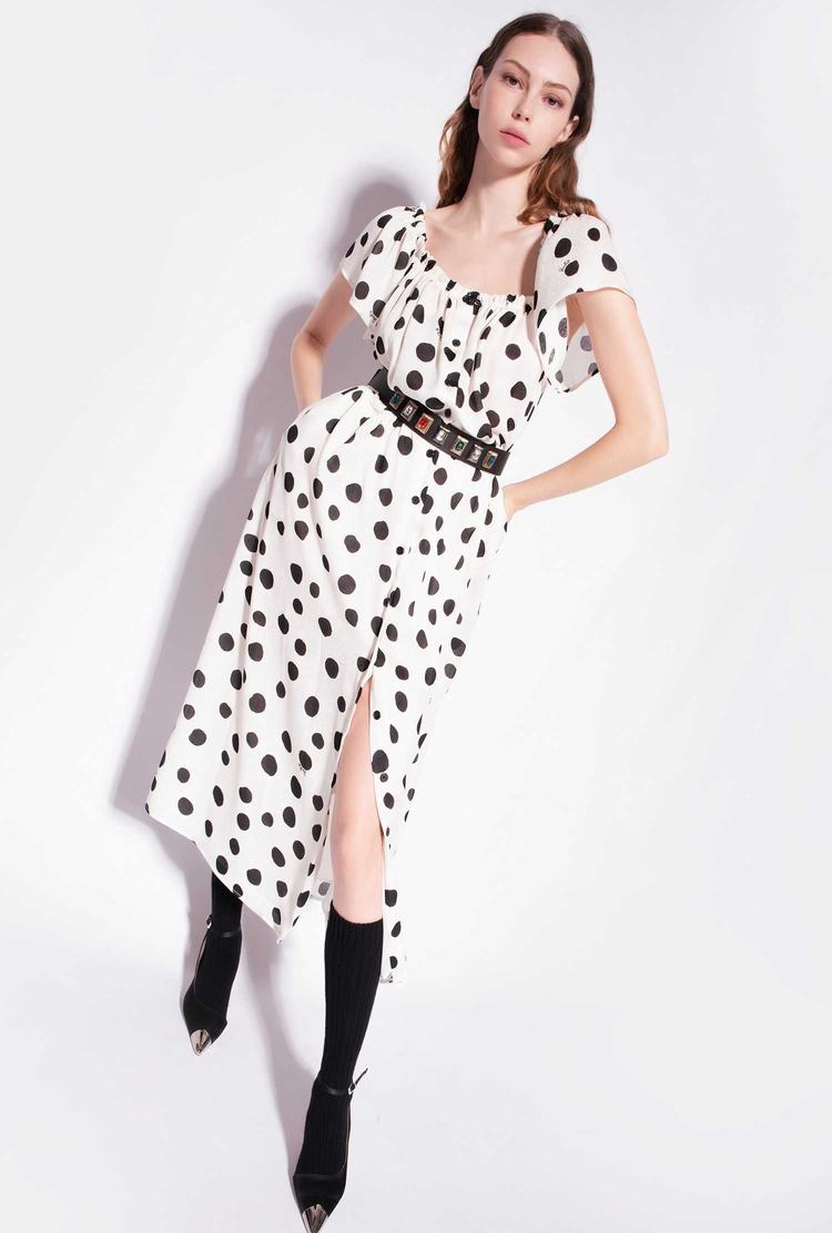 White/Black Women's Pinko Polka-dot Midi Dress | Ireland-75264939