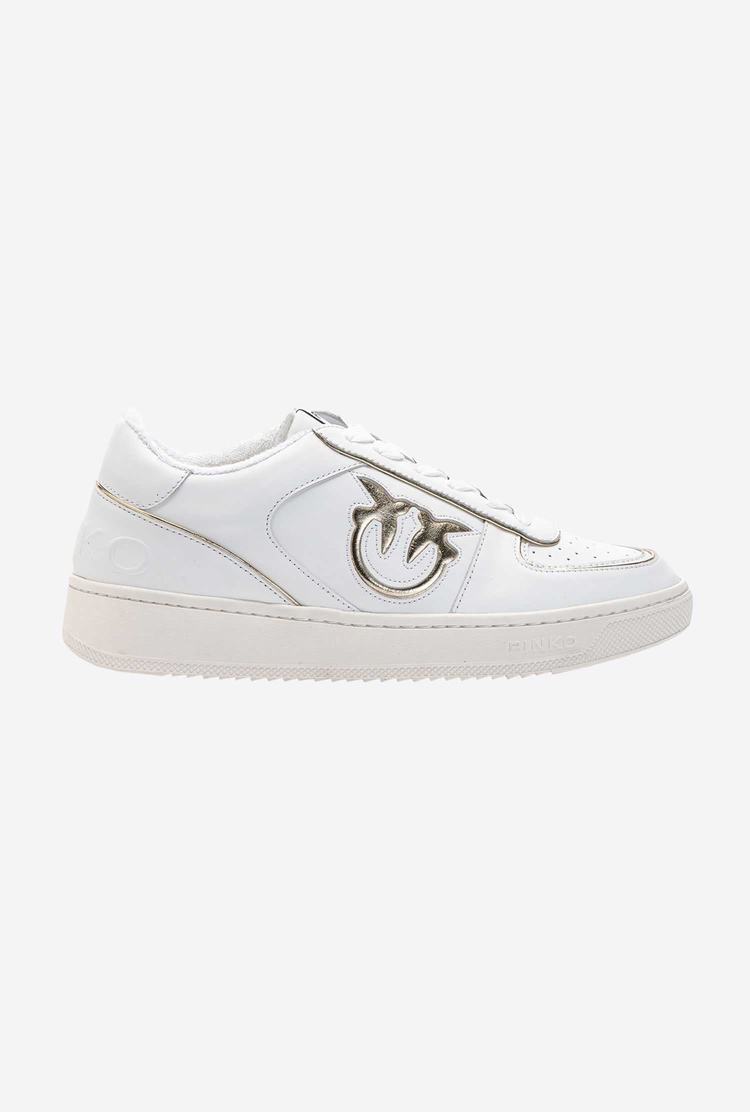 White/Gold Women's Pinko Basketball Sneakers | Ireland-87532969