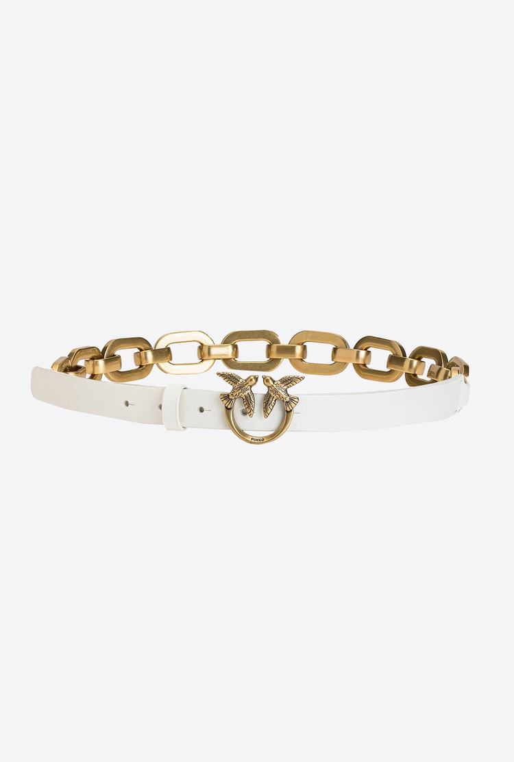 White Gold Women's Pinko Large Chain Belts | Ireland-60598219