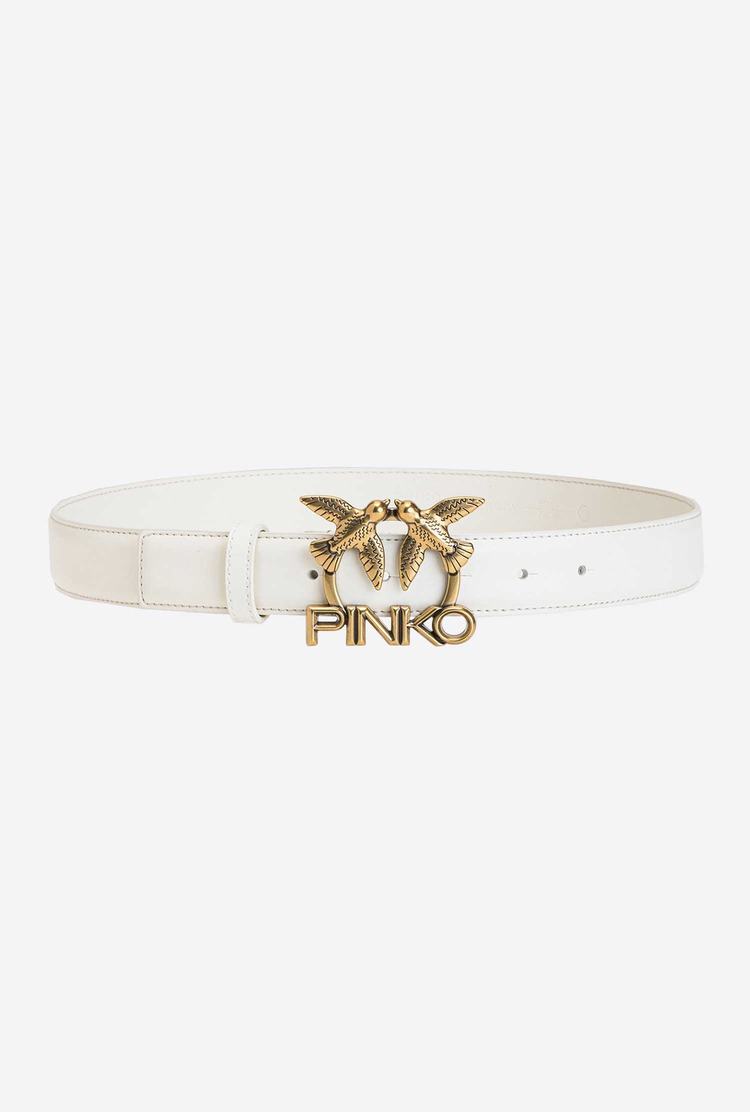 White Gold Women's Pinko Love Birds Logo Belts | Ireland-29581679