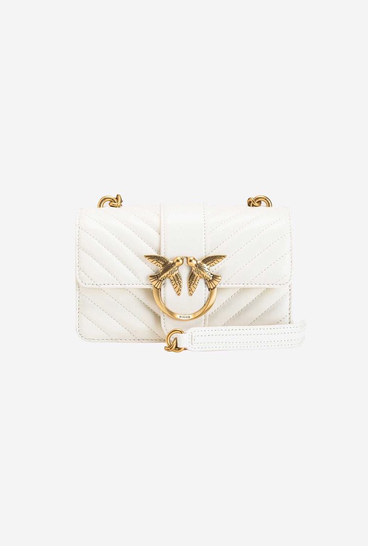 White Gold Women's Pinko Mini Love Bag Icon V Quilt Crossbody Bags | Ireland-23167809