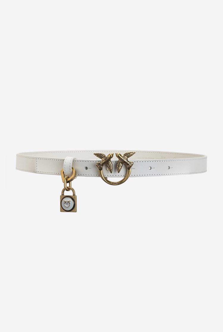 White Gold Women's Pinko Padlock Charm Belts | Ireland-47312699