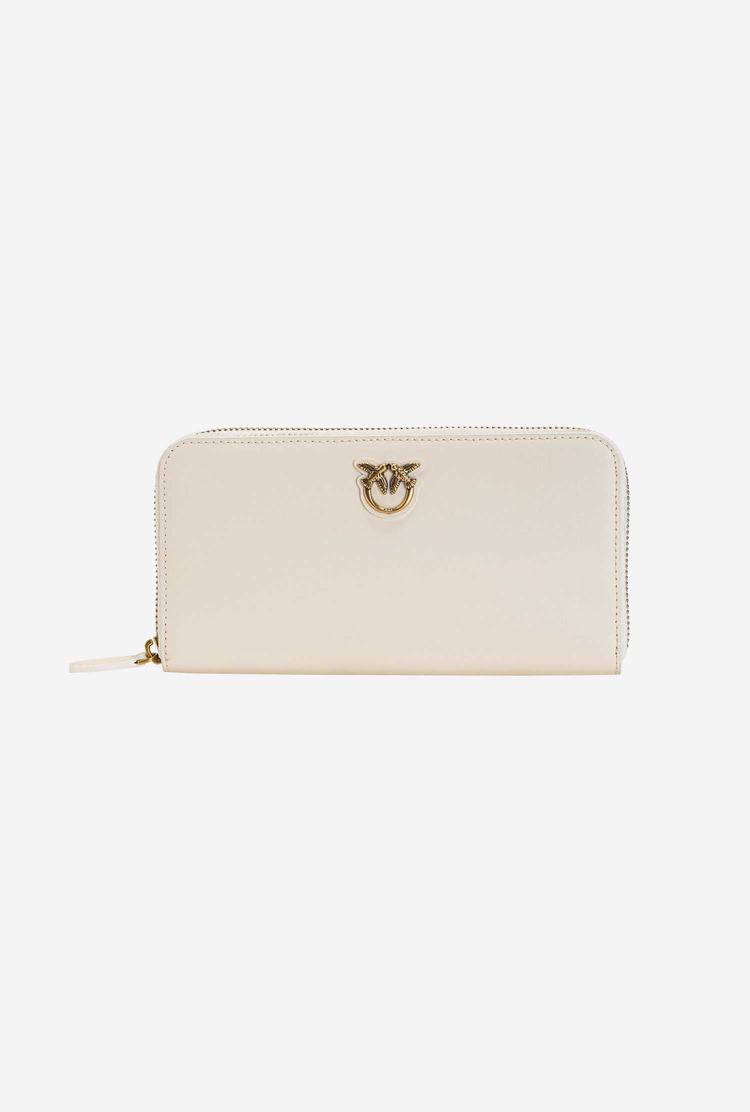 White Gold Women's Pinko Zip-around Leather Wallets | Ireland-59683709