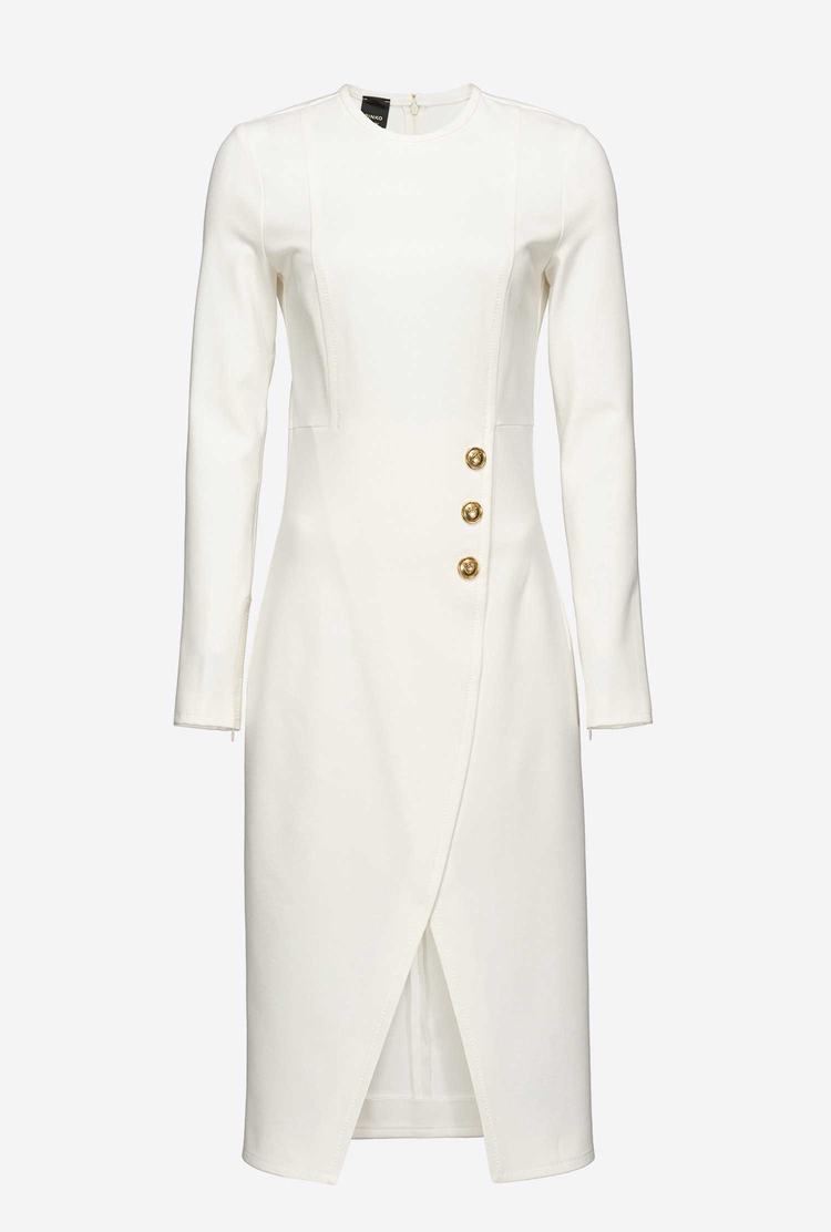 White Women's Pinko Golden Buttons Dress | Ireland-76509139