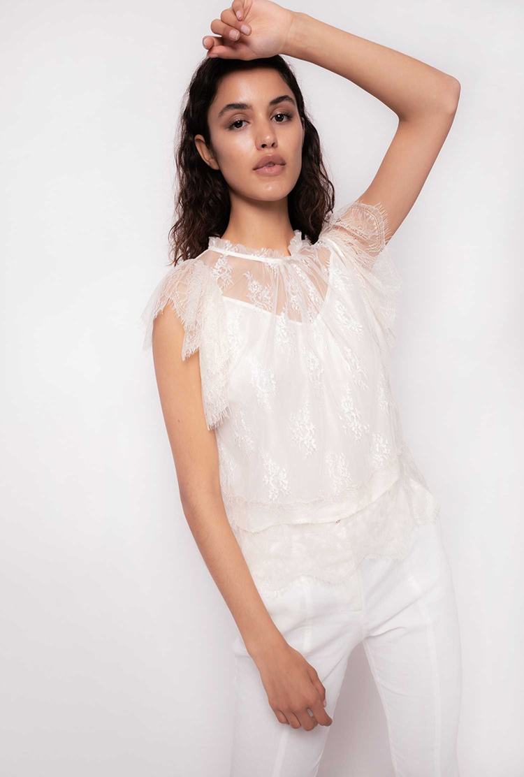 White Women's Pinko Lace Tanks | Ireland-34821709