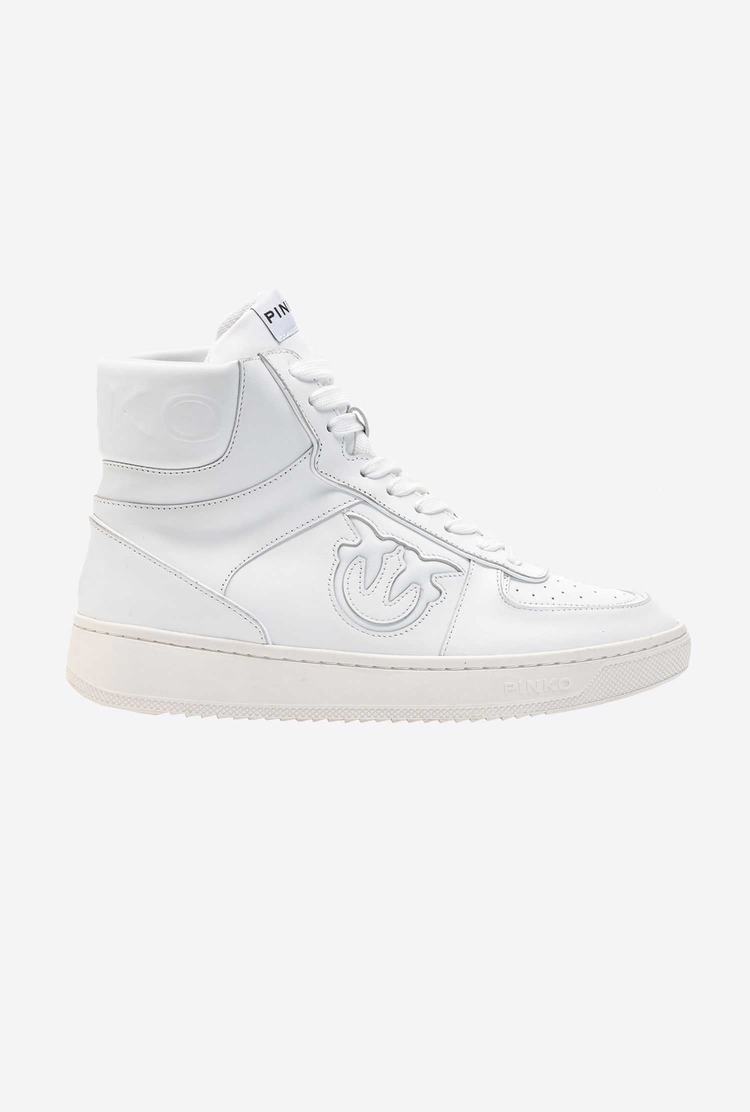 White Women's Pinko Leather High-top Sneakers | Ireland-70192859