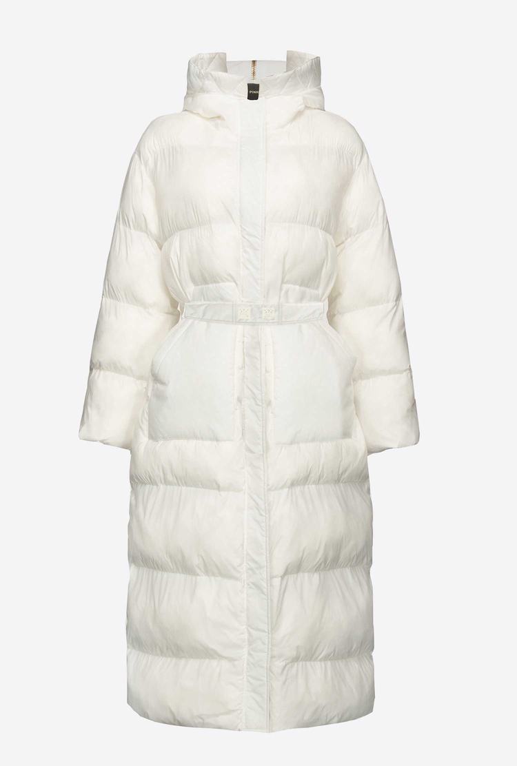 White Women's Pinko Long Crystal Nylon Down Jackets | Ireland-61234579