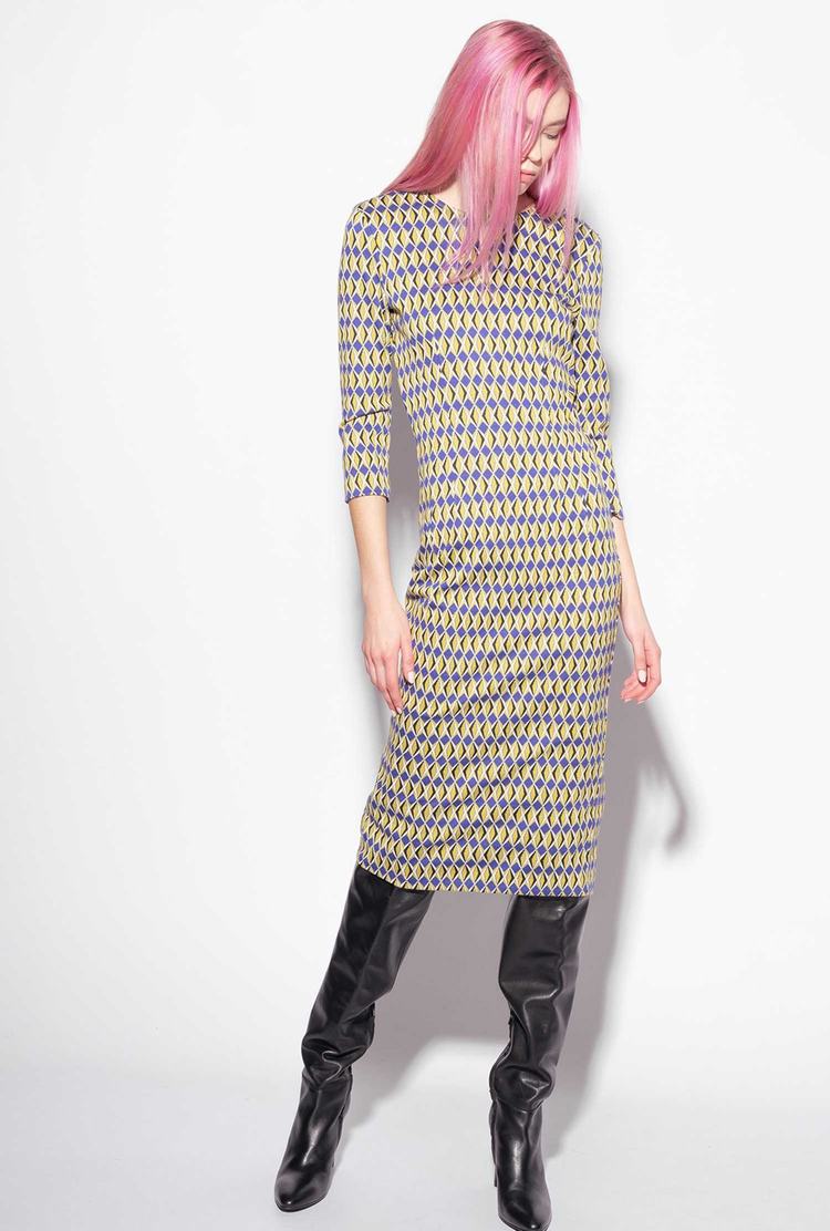 Yellow/Purple Women's Pinko Geometric Motif Dress | Ireland-87162499